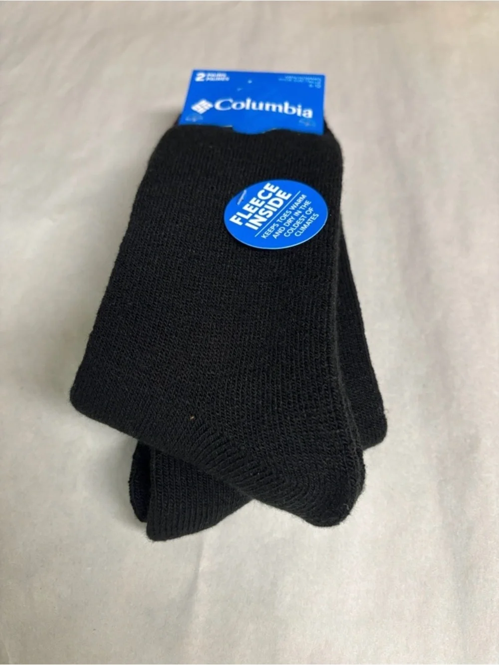 New Columbia Socks Men’s 2 Pair Black Warm Fleece Socks Activewear Casual Active